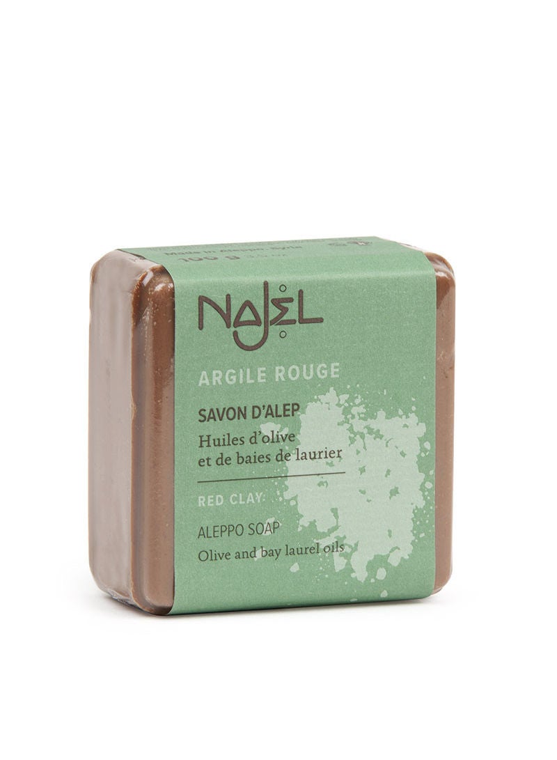najel Aleppo Organic Najel Soap with Red Clay Exfoliating Soap, for face, body and hair - 100g - Image 2