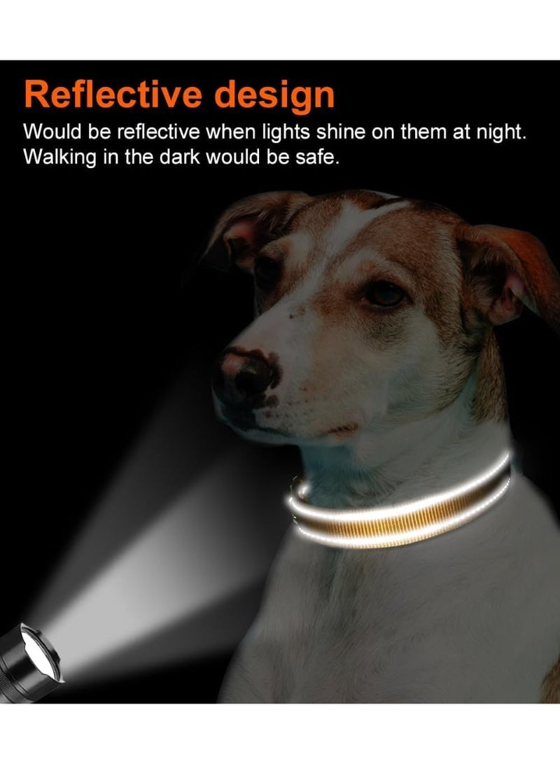 Q TRIPLE A Reflective Dog Collar with Soft Neoprene Padding, Metal D-Ring and Adjustable Length, Premium Nylon Material (Color: Tan-Brown) - Image 3