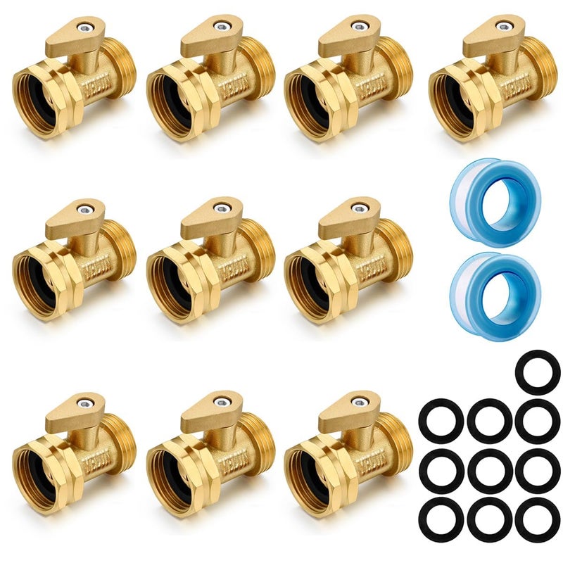 YELUN Garden hose shut off Valve 34Heavy Duty Brass Shut Off ball Valve Garden Hose Connector 10 Set - Image 2
