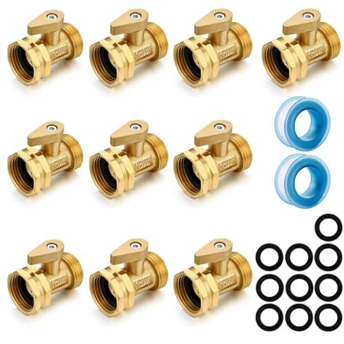 YELUN Garden hose shut off Valve 34Heavy Duty Brass Shut Off ball Valve Garden Hose Connector 10 Set - Image 1