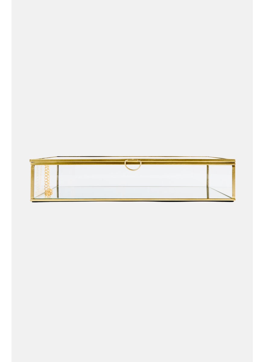 Oasis Home Glass Jewellery Display Organizer With Mirror Base Lid, Transparent  - Image 1