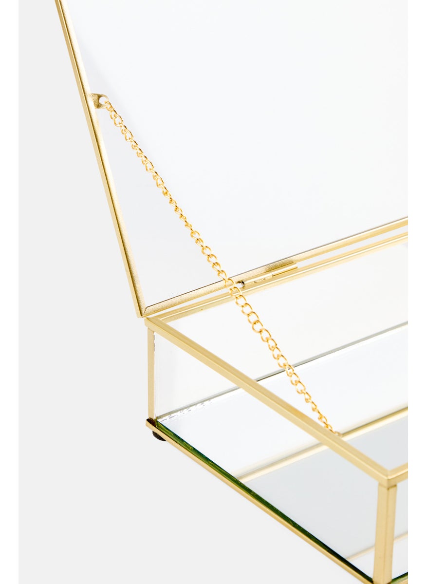 Oasis Home Glass Jewellery Display Organizer With Mirror Base Lid, Transparent  - Image 3