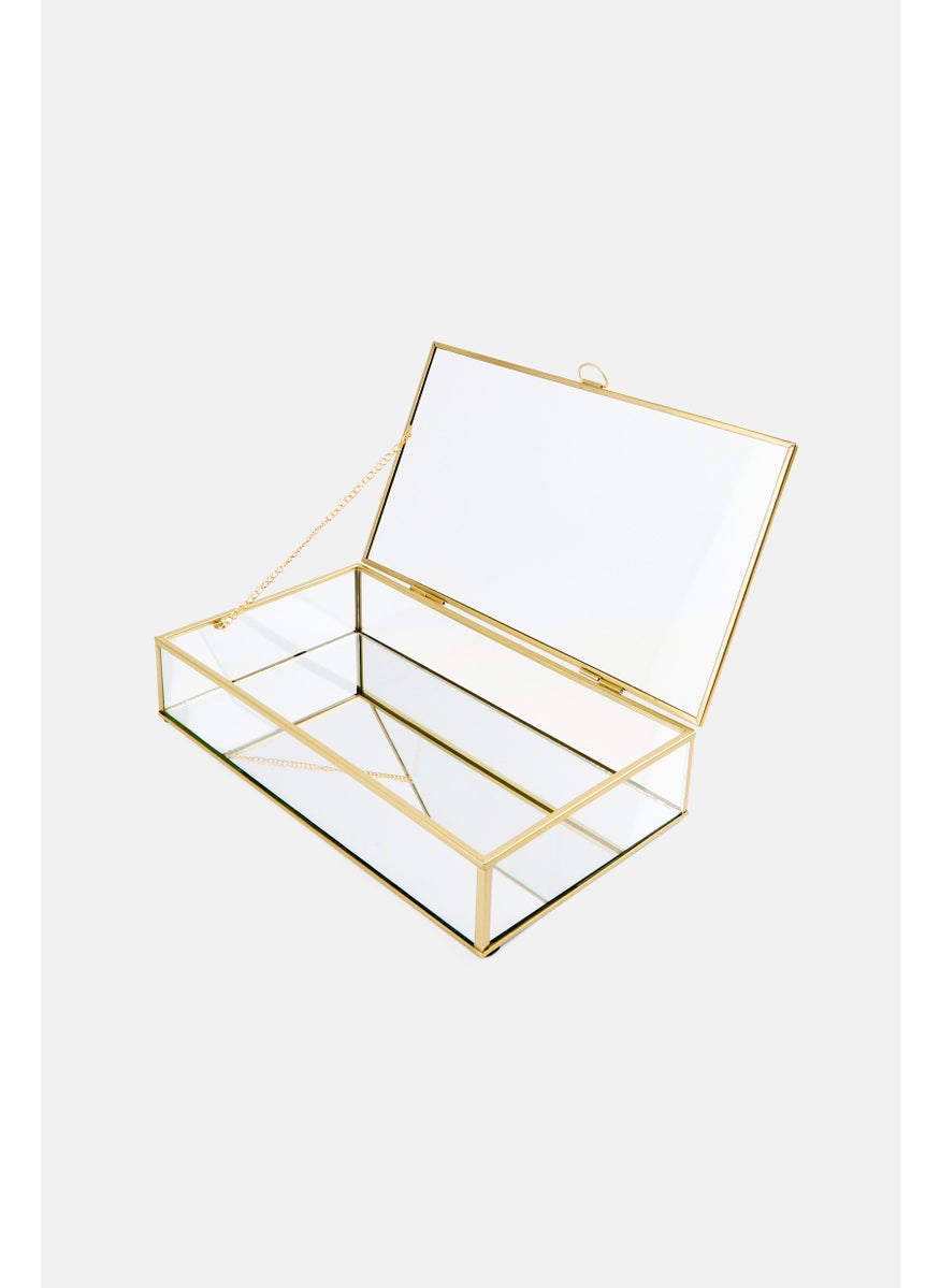 Oasis Home Glass Jewellery Display Organizer With Mirror Base Lid, Transparent  - Image 2