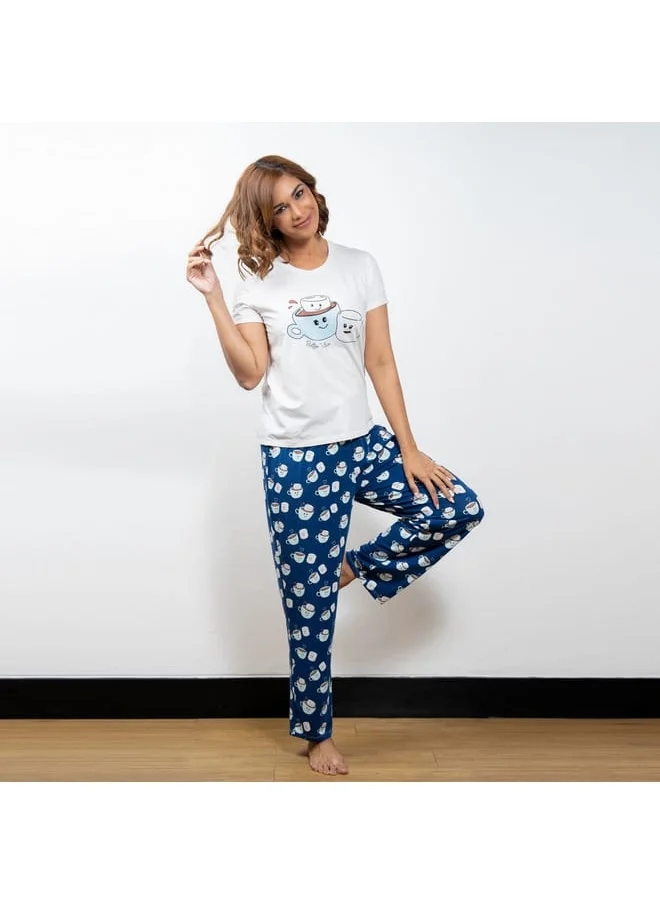 Aadaraya Adaraya Printed Short Sleeves T-shirt and Pyjama Set