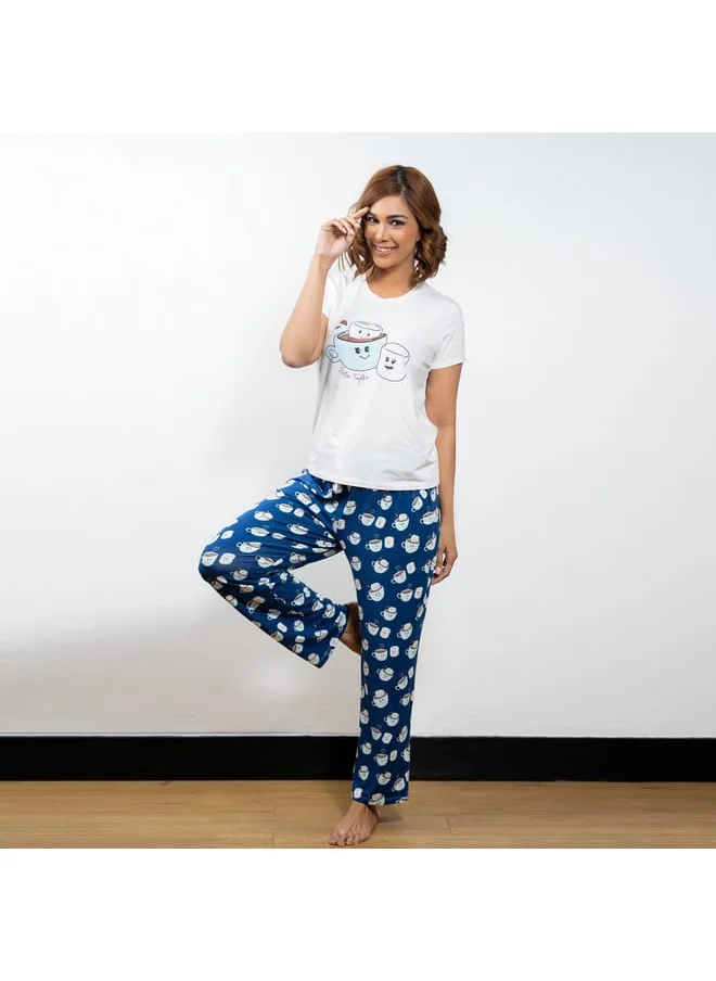Aadaraya Adaraya Printed Short Sleeves T-shirt and Pyjama Set
