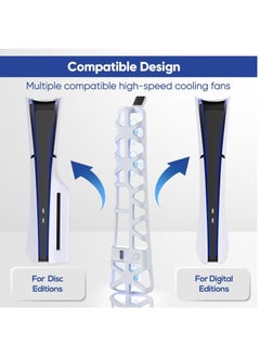XICEN Cooling Fan for PS5 Slim Console Quiet Cooling System with Memory Function and LED Light Cooler Accessories with 3 High Speed Fans USB 3.0 Port for PS5 Slim Digital Discs Edition  - Image 5