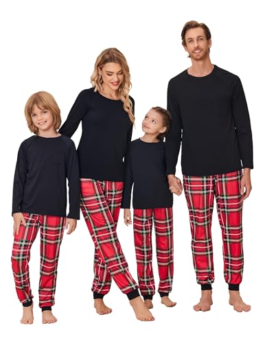 Ekouaer Family Pajamas Long Sleeve Sleepwear Womens Two Piece Lounge Set Comfy Pjs with Pockets Christmas PlaidL - Image 1