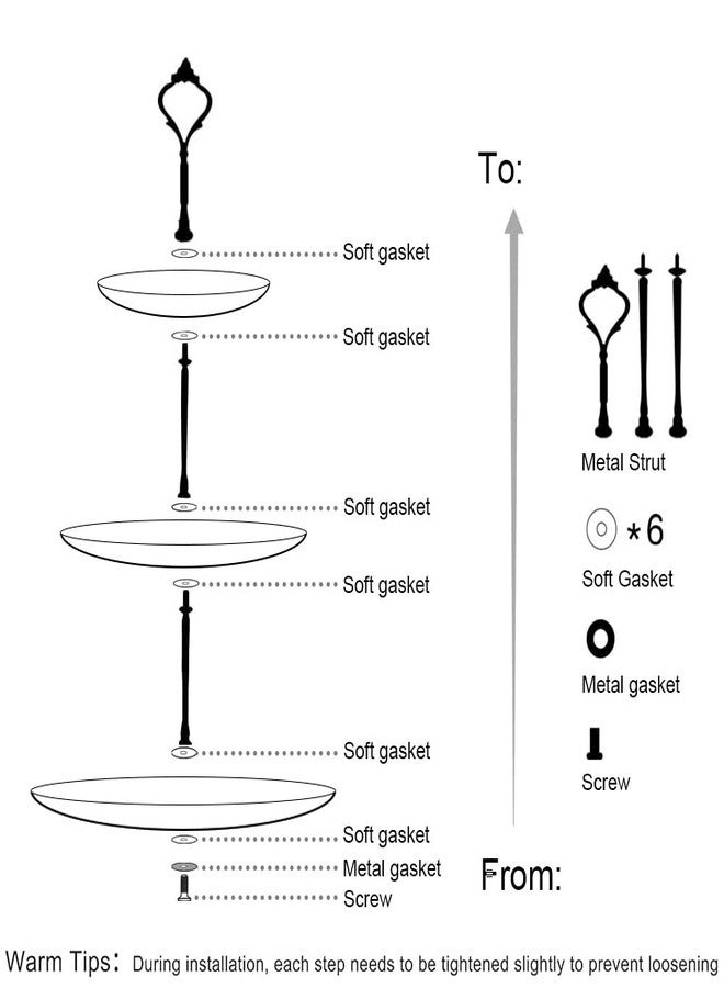 YOSCO 3 Tier Checkered Ceramic Cupcake Stand, Tiered Serving Cake Stand, Embossed Dessert Stand, Weddings Parties Pastry Serving Tray (Black) - Image 2