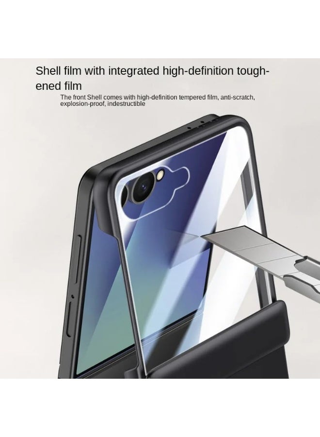Magnetic Case for Samsung Galaxy Z Flip 7 Case 【Built-in Screen Protector】 【Support Wireless Charging】 Micro-Frosted Skin-Friendly Hinge Protection Shockproof Cover - Image 3
