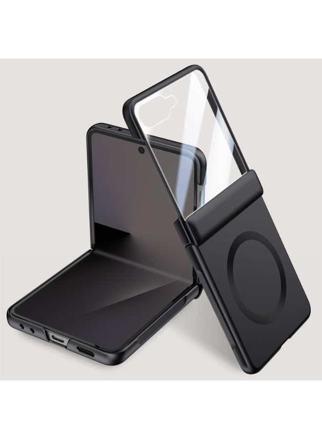 Magnetic Case for Samsung Galaxy Z Flip 7 Case 【Built-in Screen Protector】 【Support Wireless Charging】 Micro-Frosted Skin-Friendly Hinge Protection Shockproof Cover - Image 1
