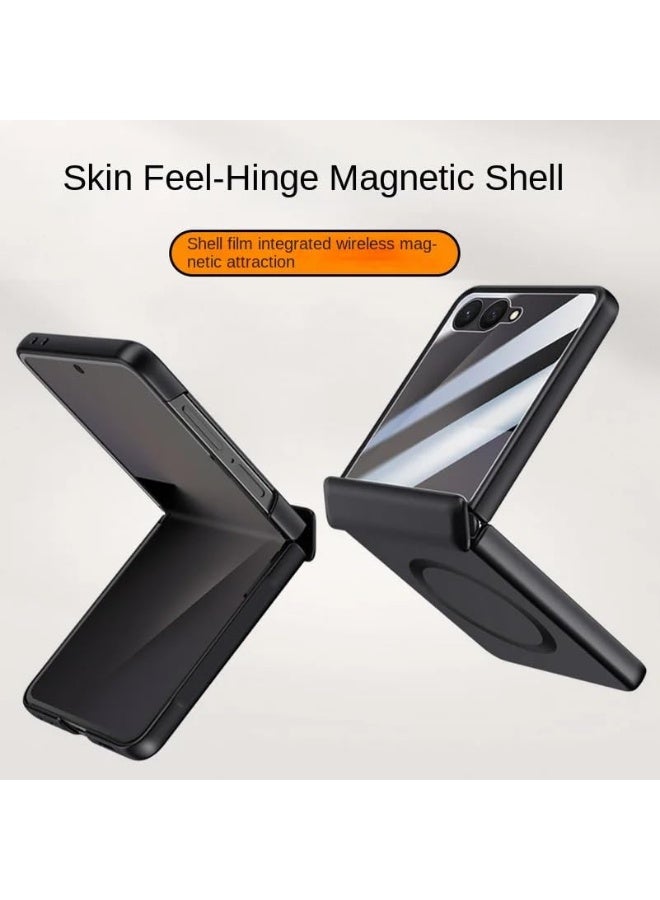 Magnetic Case for Samsung Galaxy Z Flip 7 Case 【Built-in Screen Protector】 【Support Wireless Charging】 Micro-Frosted Skin-Friendly Hinge Protection Shockproof Cover - Image 5