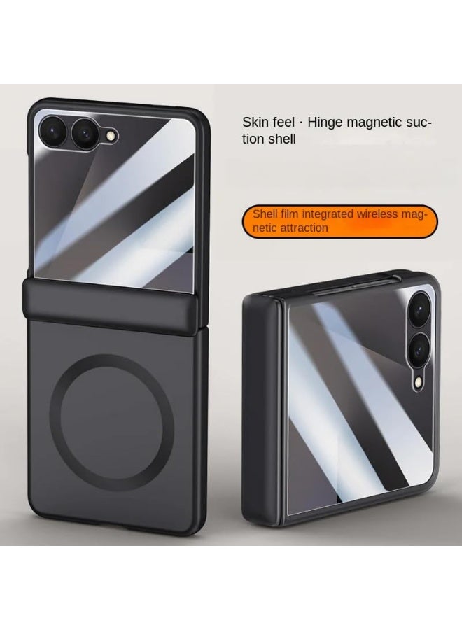 Magnetic Case for Samsung Galaxy Z Flip 7 Case 【Built-in Screen Protector】 【Support Wireless Charging】 Micro-Frosted Skin-Friendly Hinge Protection Shockproof Cover - Image 2