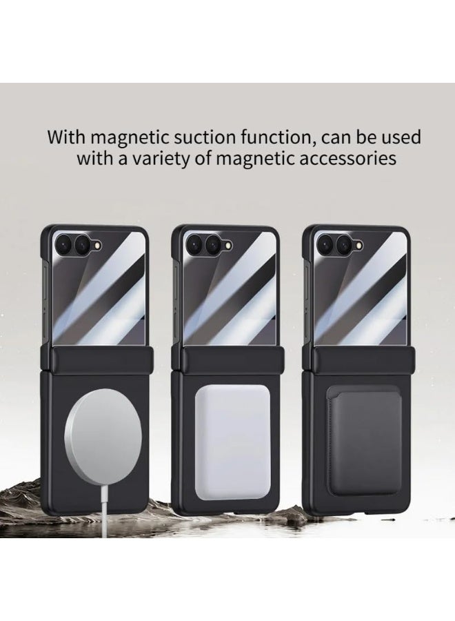 Magnetic Case for Samsung Galaxy Z Flip 7 Case 【Built-in Screen Protector】 【Support Wireless Charging】 Micro-Frosted Skin-Friendly Hinge Protection Shockproof Cover - Image 4