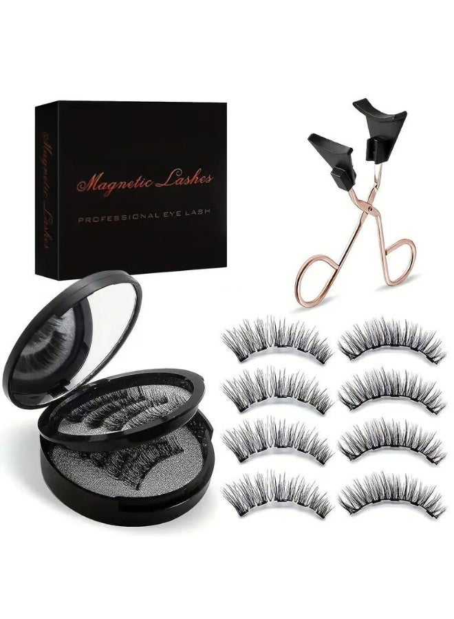 باراكا رموش اصطناعية مغناطيسية مزدوجة، لا حاجة لكحل أو غراء، قابلة لإعادة الاستخدام، طبيعية وواقعية، ثلاثية الأبعاد، مقاومة للماء، تتضمن زوجين من الرموش الاصطناعية بتأثيرات مختلفة. تأتي مع أداة تجعيد الرموش لسهولة التركيب والإزالة. - Image 1