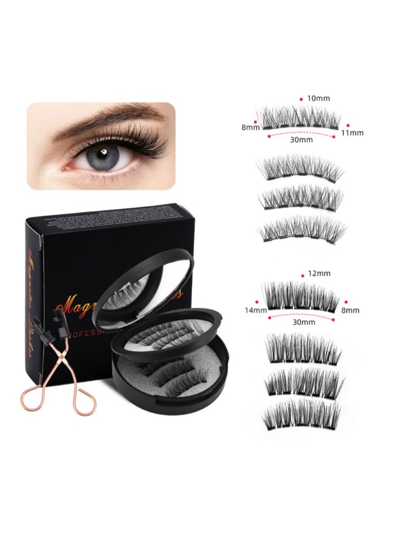 باراكا رموش اصطناعية مغناطيسية مزدوجة، لا حاجة لكحل أو غراء، قابلة لإعادة الاستخدام، طبيعية وواقعية، ثلاثية الأبعاد، مقاومة للماء، تتضمن زوجين من الرموش الاصطناعية بتأثيرات مختلفة. تأتي مع أداة تجعيد الرموش لسهولة التركيب والإزالة. - Image 2