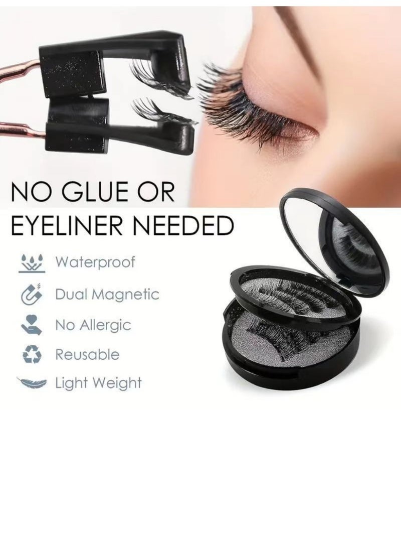 باراكا رموش اصطناعية مغناطيسية مزدوجة، لا حاجة لكحل أو غراء، قابلة لإعادة الاستخدام، طبيعية وواقعية، ثلاثية الأبعاد، مقاومة للماء، تتضمن زوجين من الرموش الاصطناعية بتأثيرات مختلفة. تأتي مع أداة تجعيد الرموش لسهولة التركيب والإزالة. - Image 4