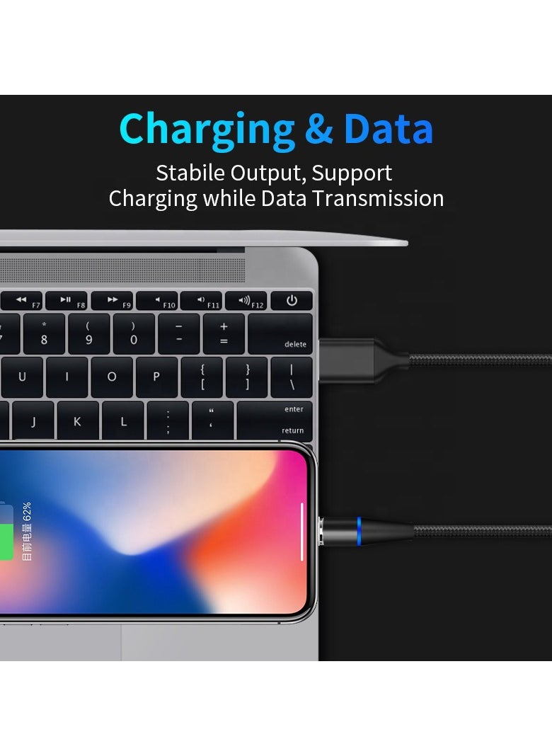 Generic - 3 in 1 Magnetic Charging Cable 3A Fast Charging Compatible with Micro USB Type C and Lightning - Image 1