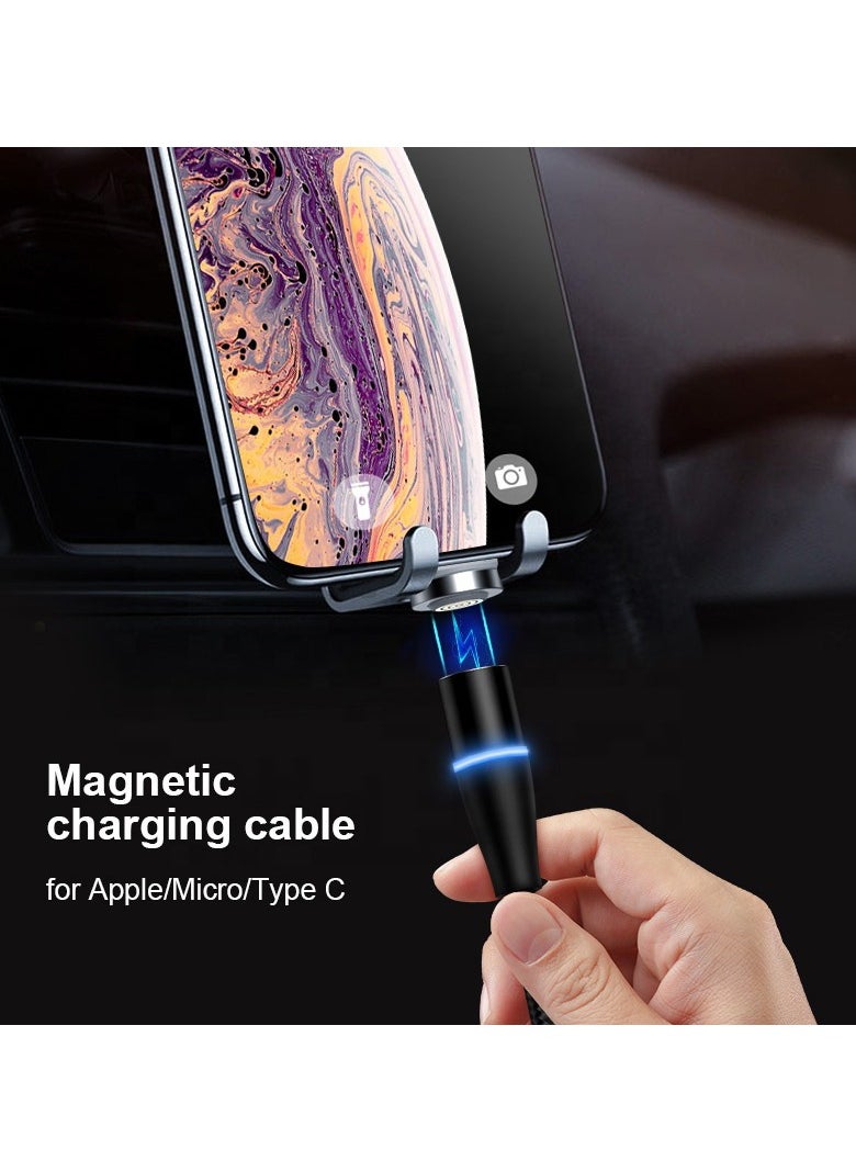 Generic - 3 in 1 Magnetic Charging Cable 3A Fast Charging Compatible with Micro USB Type C and Lightning - Image 1