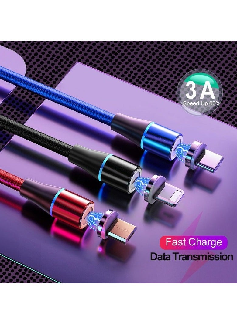 Generic - 3 in 1 Magnetic Charging Cable 3A Fast Charging Compatible with Micro USB Type C and Lightning - Image 1