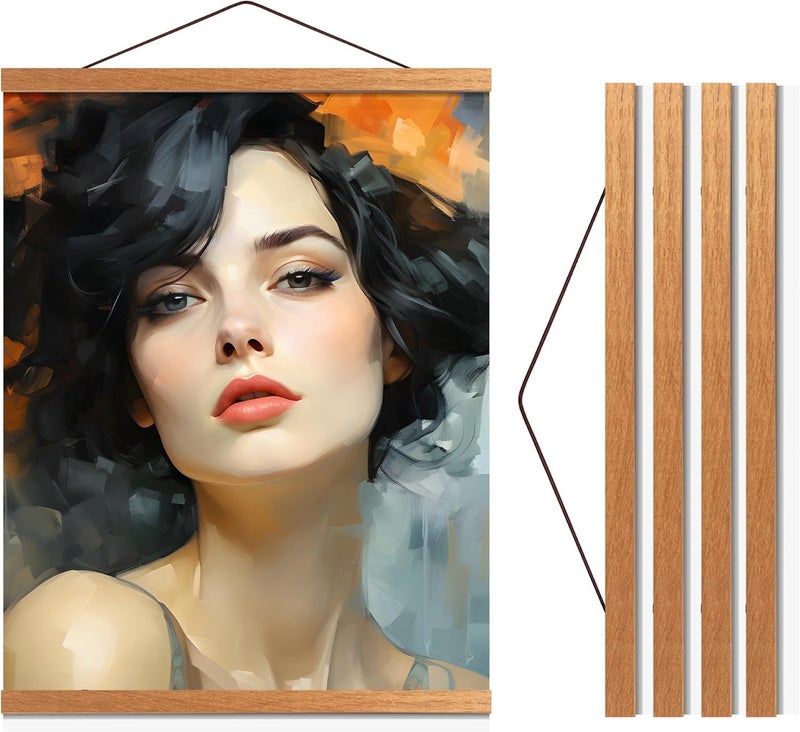 Travelization Magnetic Poster Hanger 40” Poster Frame with Strong Magnets, Complete Hanging Kit for Posters, Art, Maps, and More, Fits 40x30, 40x36, 40x40, 40x48, and 40x60, Teak Wood - Image 1