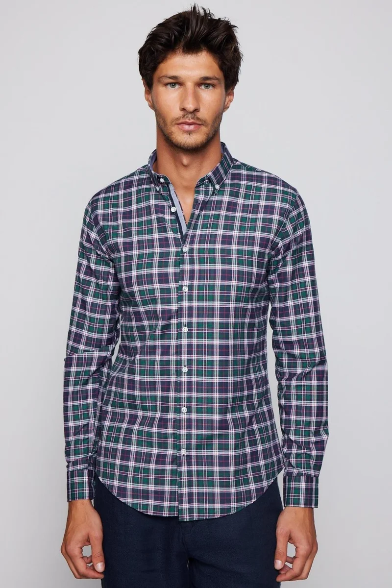 Tudors Slim Fit Checked Cotton Easy Iron Men's Shirt