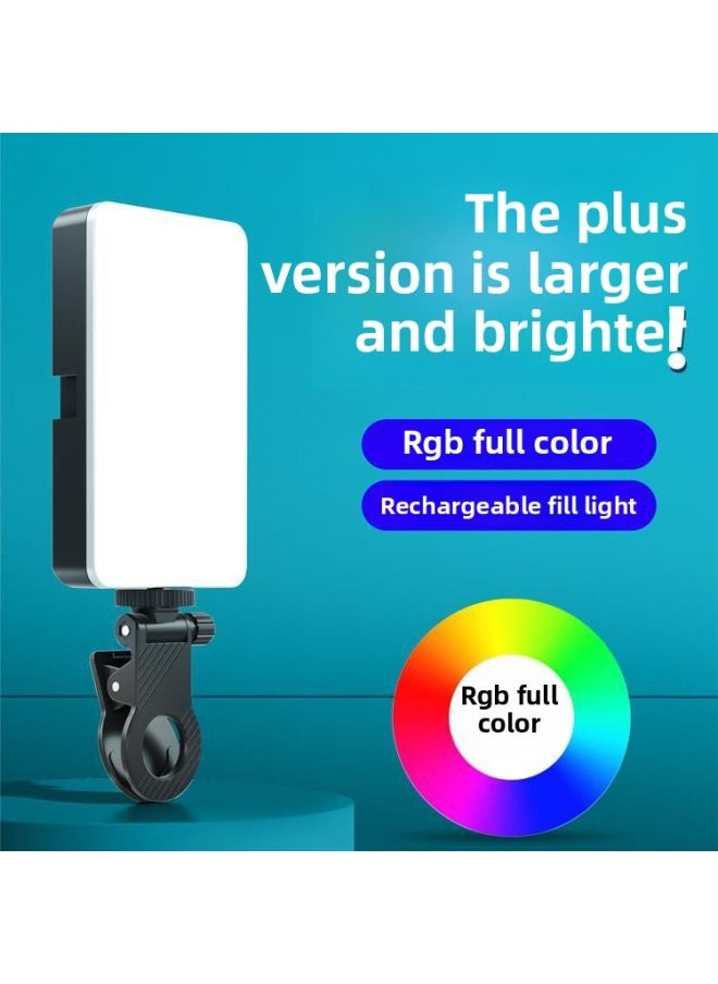 Generic - Mini Portable Fill Light Selfie Mobile Phone Live Photo Beauty Light RGB Full Color SLR Camera-Specifications:[three-tone Lighting + Full Color] + Clip - Image 1