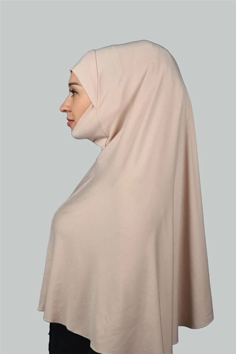 التوبة Ready-made Turban Practical Scarf with Veil Hijab with Nikap - Prayer Cover Soufflé (3Xl) - Beige