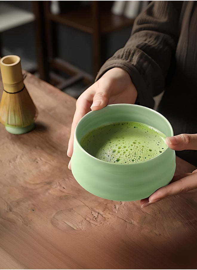 Generic - 4-piece light green large-capacity easy-to-clean matcha tool set, traditional Japanese style pattern, ceramic material, including bowl, whisk, and spoon, full of ritual sense, excellent holiday gift, suitable for celebrations/special occasions/all seasons use - Image 1