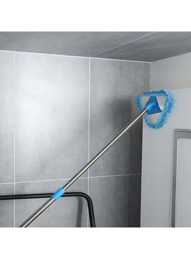 ممسحة صغيرة من المايكروفايبر يمكن تدويرها بزاوية 180 درجة، سهلة التنظيف للمنزل والحمام والمطبخ والسقف والبلاط والارضيات قابلة لاعادة الاستخدام (الحجم: راس ممسحة) (لون ازرق فاتح)  - Image 1