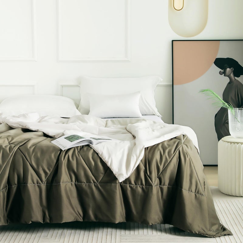 Story@Home Comforter Double Bed | Microfiber Quilt Blanket | 240 GSM Gradient Duvet | 225 x 235 cm, Brown | Reversible Comforter for Double Bed, All Season Use - Image 3