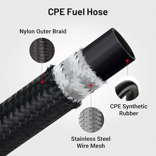 EVIL ENERGY 8AN Fuel Line Kit,AN8 Braided Nylon Fuel Hose CPE 10FT Black - Image 3