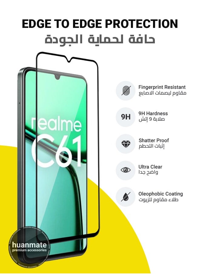 huanmate - Screen Protector For Realme C61 – Premium Edge to Edge Tempered Glass, High Transparency, Delicate Touch, Anti-Explosion, Smooth Arc Edges, Easy Installation - Image 1