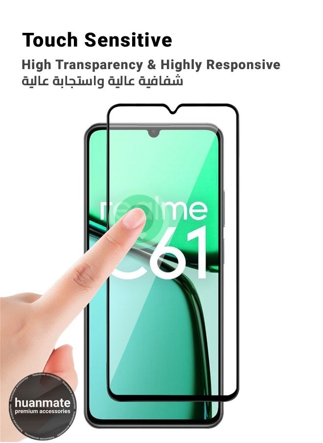 huanmate - Screen Protector For Realme C61 – Premium Edge to Edge Tempered Glass, High Transparency, Delicate Touch, Anti-Explosion, Smooth Arc Edges, Easy Installation - Image 1