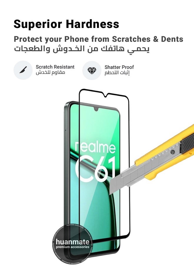 huanmate - Screen Protector For Realme C61 – Premium Edge to Edge Tempered Glass, High Transparency, Delicate Touch, Anti-Explosion, Smooth Arc Edges, Easy Installation - Image 1