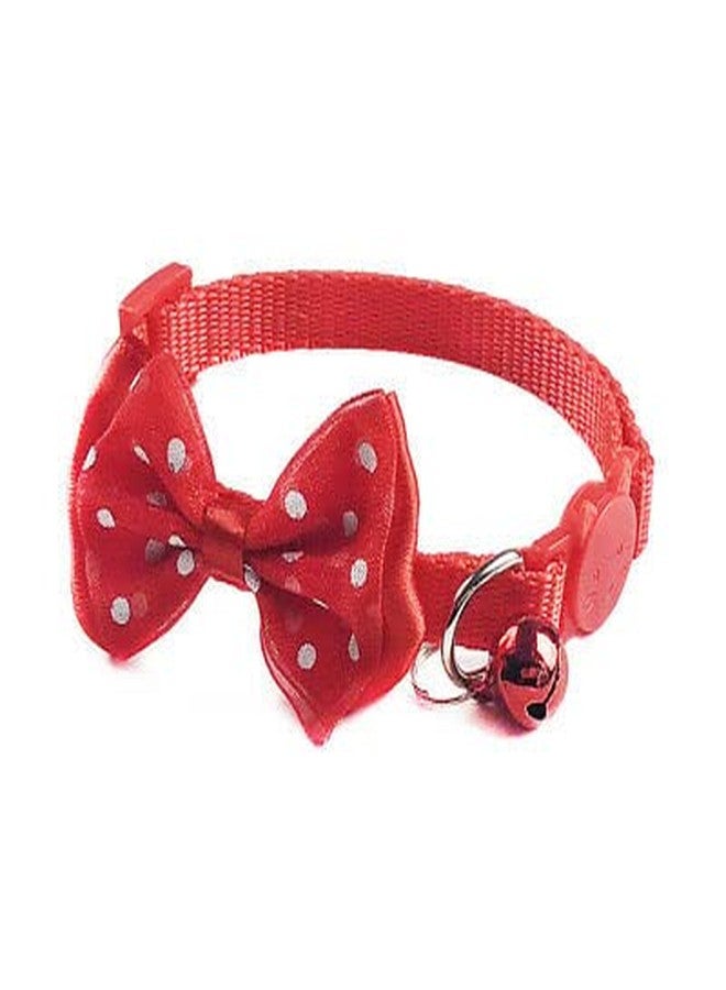LitVibes Cat Collar With Bell,Kitten & Small Dog Soft Adjustable,Safe,Solid,Breakaway For Cats & Puppy Bow Design Pet Collar- Red,?14 cm,W_2 cm