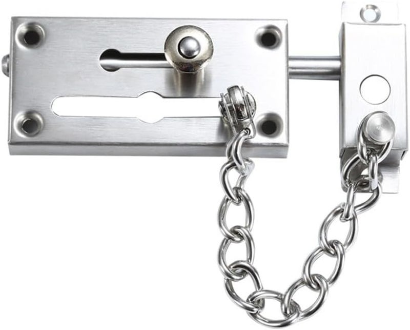 قفل سلسلة الباب الثقيل من الفولاذ المقاوم للصدأ، مزلاج أمان لمكافحة السرقة وسلامة الأطفال - Image 4
