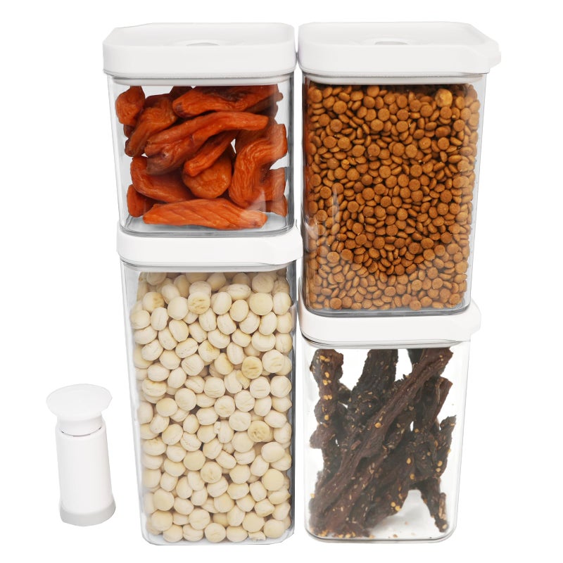 BARRYSAIL Vacuum Sealed Food Storage Containers with Pump â€“ Airtight, Keeps Food Fresh, Prevents Bacteria â€“ Ideal for Grains, Coffee, Snacks & dog food storage container(4-Piece Set) - Image 1
