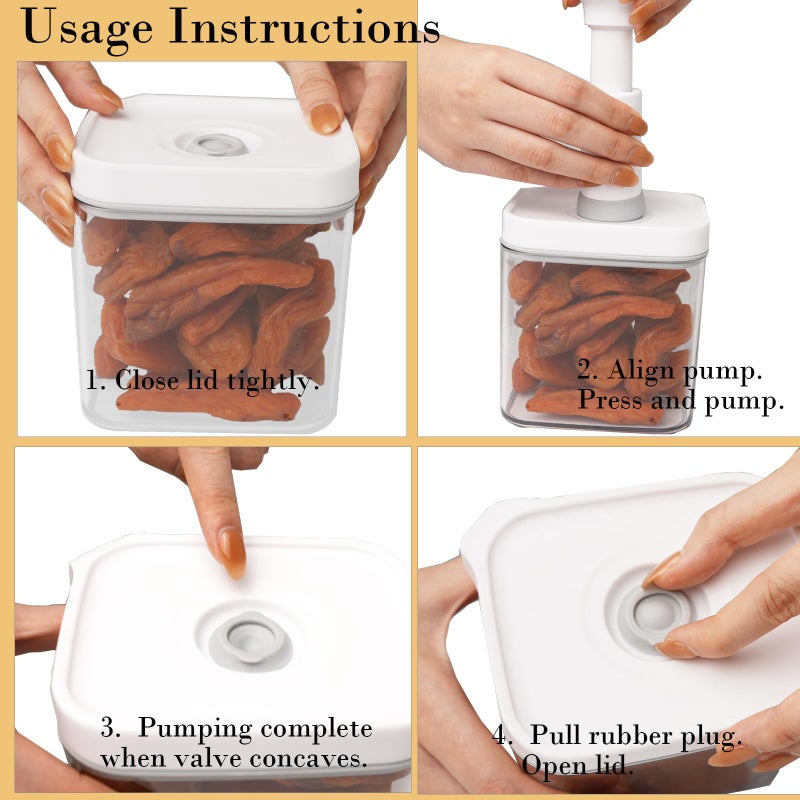 BARRYSAIL Vacuum Sealed Food Storage Containers with Pump â€“ Airtight, Keeps Food Fresh, Prevents Bacteria â€“ Ideal for Grains, Coffee, Snacks & dog food storage container(4-Piece Set) - Image 3