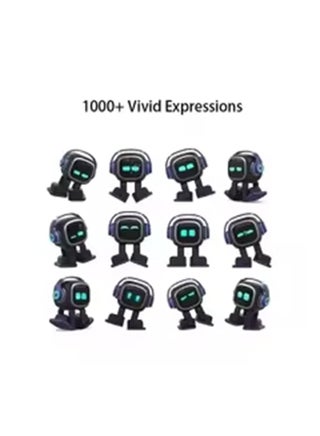 EMO Robot Desktop Pet Companion (Skateboard-Black) | AI-Powered Smart Robot with Voice Interaction, Smart Light & Wireless Charging Skateboard Base for Kids and Adults - Black - view 3