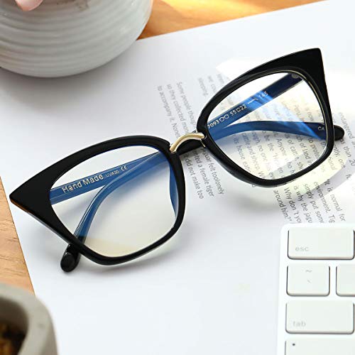 MORESHINE Cute Cateye Blue Light Blocking Glasses For Womens Fashion Computer Clear Eyeglasses Frames Anti Eye Strain (Black+Pink Tortoise) - Image 2
