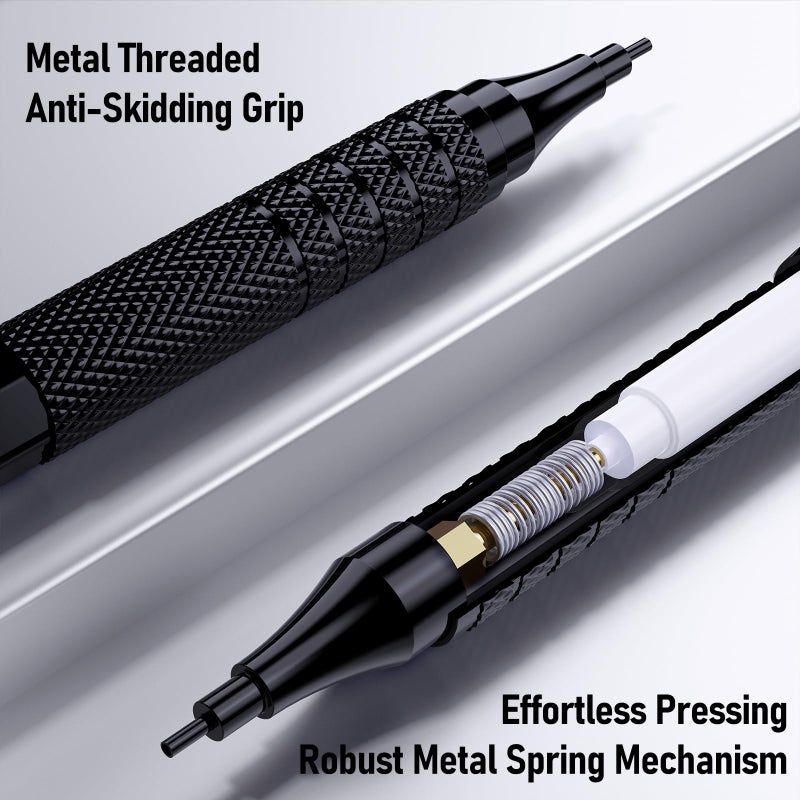 Four Candies Metal Mechanical Pencil Set, 3PCS Art Drafting Pencils 0.5, 0.7, 0.9MM & 2PCS 2MM Mechanical Drawing Pencils with 420PCS Leads (4B 2B HB 2H Color) for Writing Sketching Drawing (Black) - Image 5