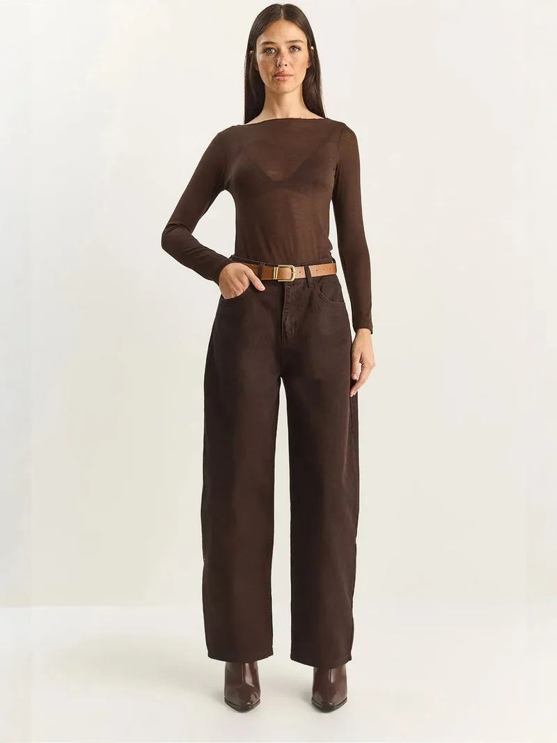 بيانكو لوتشي LUCCI Wide Leg Jeans with Belt