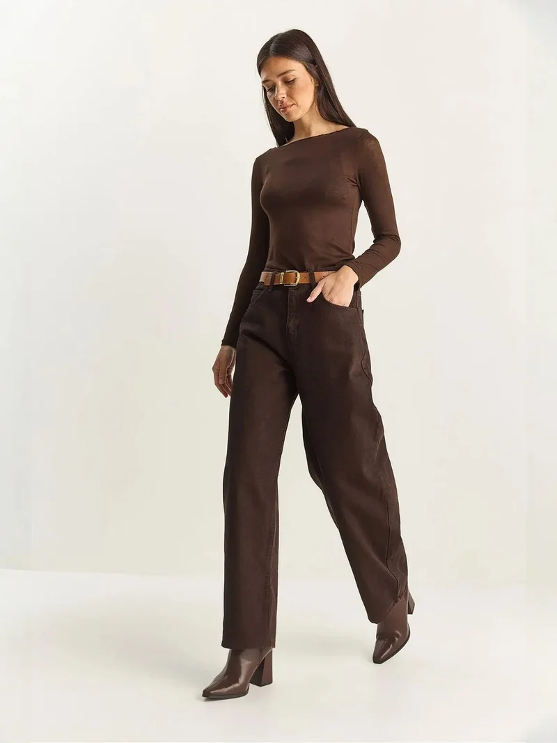 بيانكو لوتشي LUCCI Wide Leg Jeans with Belt