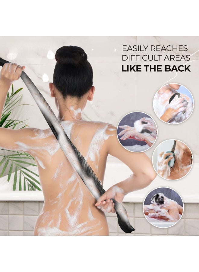 شبكة استحمام أفريقية طويلة شريط تقشير وفرك الجسم إسفنجة شبكية أفريقية لغسل الجسم - Image 5