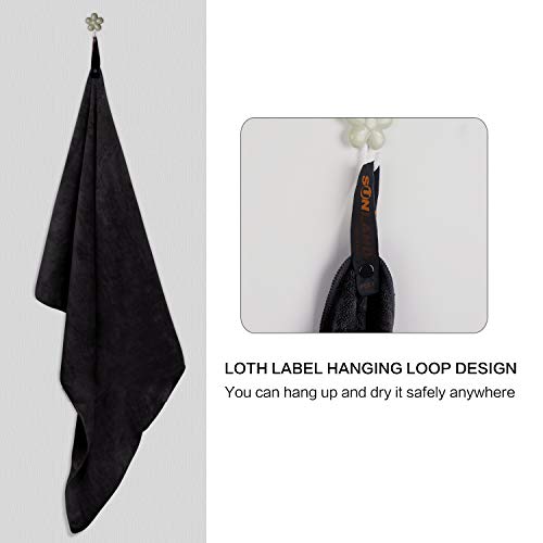 SUNLAND Microfiber Gym Bath Towel Ultra Soft Travel Camping Towel Super Absorbent Swimming Sport Towels with Carry Bag for Adults and Children 24inchX48inch Black - Image 3