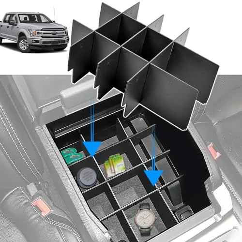 CUCHIYUN Center Console Organizer Insert Dividers Compatible with Ford F150 Accessories 2015 2016-2019 2020 Armrest Box Secondary Storage (Full Console w/Bucket Seats ONLY) - Image 1