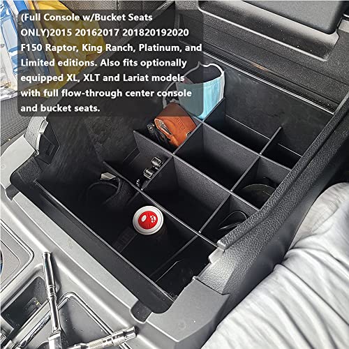 CUCHIYUN Center Console Organizer Insert Dividers Compatible with Ford F150 Accessories 2015 2016-2019 2020 Armrest Box Secondary Storage (Full Console w/Bucket Seats ONLY) - Image 2