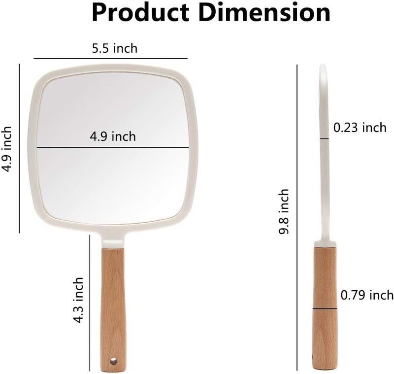 Trifecta Single-Sided Portable Travel Handheld Vanity Mirror with Hanging Hole in Handle Hand Mirror with Comfy Handle for Makeup,Small Cute Wood Hand Mirror(Square, White Pack of 1) - Image 2