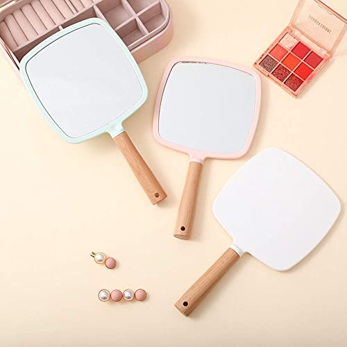 Trifecta Single-Sided Portable Travel Handheld Vanity Mirror with Hanging Hole in Handle Hand Mirror with Comfy Handle for Makeup,Small Cute Wood Hand Mirror(Square, White Pack of 1) - Image 4
