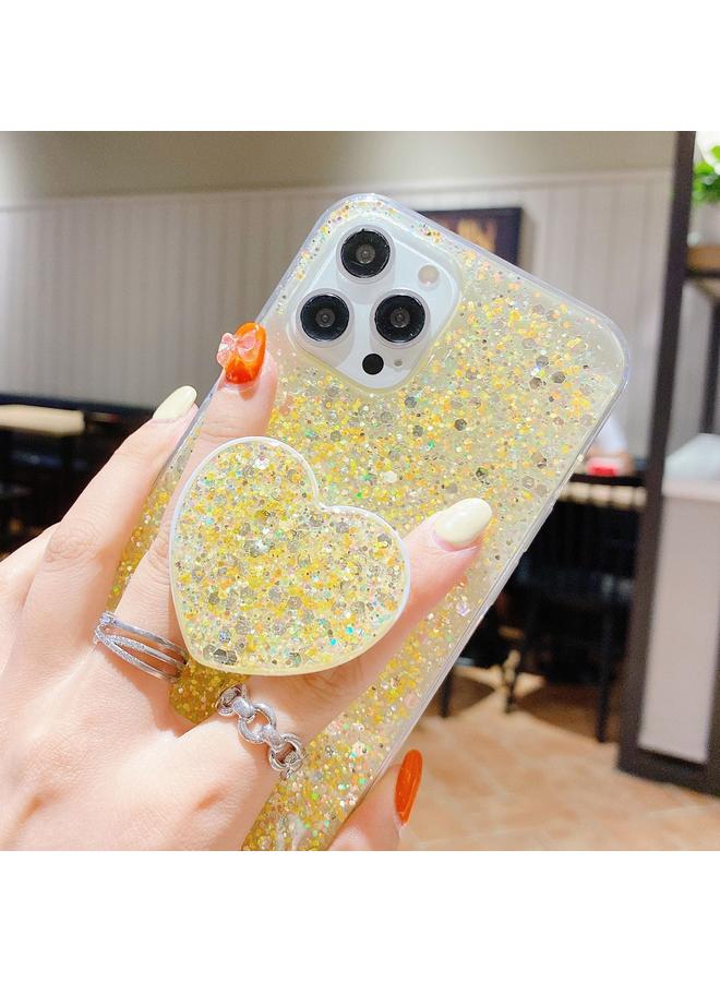S-TOP Case For iPhone 15 Plus Starry Sequin Heart Stand Epoxy TPU Phone Case - Image 5